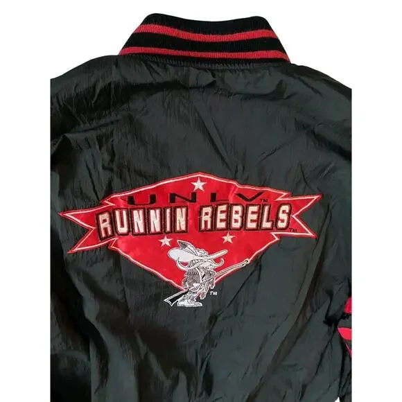 Vtg UNLV Runnin Rebels Jacket Logo 8 Men XL 90s Red Black Nylon Sideline Coat